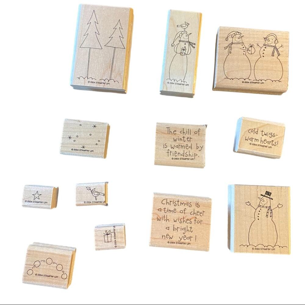 Stampin Up It’s Snow Time Snow Snowman Christmas Star 12 Assorted Rubber Stamps